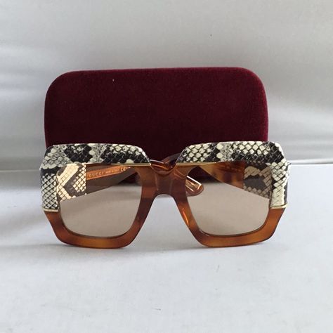 Brand New Gucci Sunglasses Ladies , Made With Snake Skin , Size 54/25/140 , Color Havana Brown/ Snake Skin , Made In Italy , Comes With Case And Certification Card,It Is 100% Authentic. Brown Snake, Fashion Eyeglasses, Havana Brown, Gucci Sunglasses, Gucci Accessories, Havana, Snake Skin, Sunglasses Accessories, Jewelry Accessories