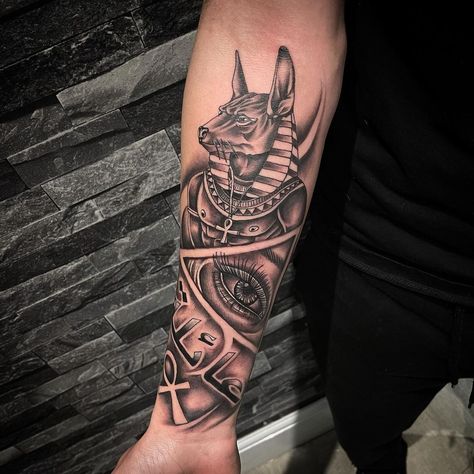 Egyptian Half Sleeve Tattoo, Egyptian Forearm Tattoo, Egyptian Sleeve, Pharaoh Tattoo, Egyptian Eye Tattoos, Egyptian Tattoo Sleeve, Anubis Tattoo, Egyptian Eye, Egypt Tattoo