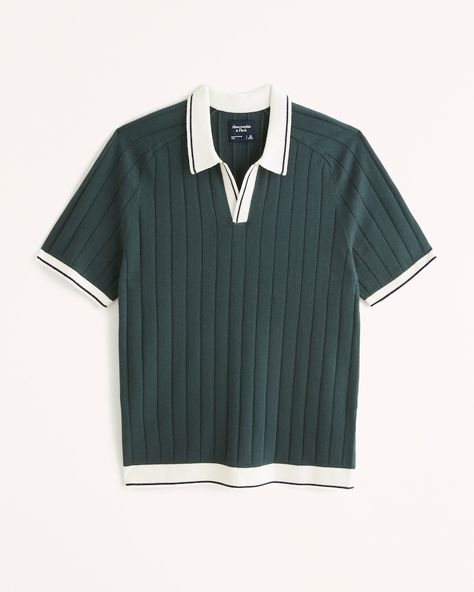 Men's Tipped Johnny Collar Sweater Polo | Men's New Arrivals | Abercrombie.com Abercrombie Men, Men Tips, Sweater Polo, Johnny Collar, American Clothing, Men's Tops, Collar Sweater, American Apparel, Abercrombie Fitch