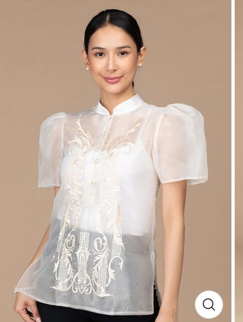 Barong For Women, Modern Filipiniana Top, Barong Tagalog For Women, Filipiniana Top, Modern Filipiniana Gown, Filipiniana Wedding Dress, Fashion Brenda, Modern Filipiniana Dress, Organza Styles