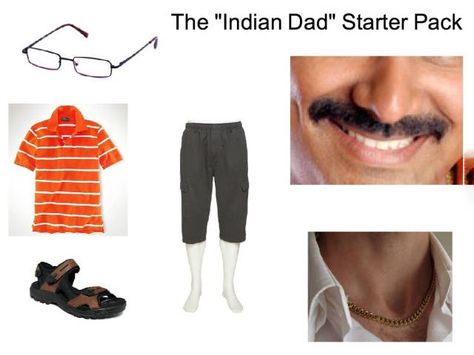 The Indian dad starter pack. Dad Starter Pack, Indian Jokes, Funny Post, Clean Memes, Grumpy Cat, Starter Pack, Funny Pins, New Memes, Funny Posts