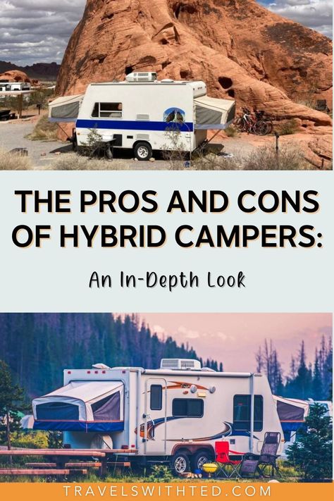 When it comes to choosing the right kind of RV, the options can be overwhelming. Today, let’s talk about a popular choice for camping families: the hybrid camper. Hybrid campers, a fusion of traditional hard-sided campers and pop-up campers, bring together the best of both worlds. But like any RV type, they come with their own set of pros and cons. Let’s dive in and explore the pros and cons of hybrid campers in detail. Hybrid Camper Renovation, Hybrid Camper Hacks, Super Pacific Camper, Remodeled Hybrid Campers, Hybrid Camper Bed Hacks, Hybrid Camper Remodel, Total Composites Camper, Rockwood Roo, Hybrid Travel Trailers