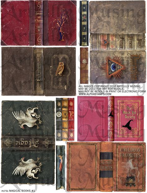 Artfully Musing: MINI APOTHECARY (Video Tutorial) – New Collage Sheets & Digital Image Sets Witchy Booknook, Oujia Boards, Mini Book Covers, Kinds Of Magic, Magic Library, Halloween Collage, Theme Harry Potter, Magical Book, Miniature Printables