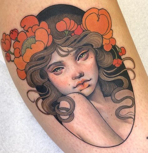 Hannah Flowers on Instagram: “Thanks Abbie!” Hannah Flowers, Flowers Tattoos, Art Nouveau Tattoo, Neo Tattoo, Nouveau Tattoo, Tattoo Portfolio, Flowers Tattoo, Aesthetic Tattoo, Elegant Tattoos