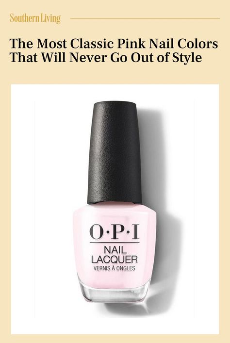 They make it hard to ever stray. Whether you're a fan of candy pinks, like to stick with nude-pink nails, or even dare to take on hot pink nails, you're bound to find a new favorite here. Here are 12 classic pink nail polish colors that we'll never stop wearing. #beauty #beautytips #nails #nailcolors #pinknails #pinknailcolors #southernliving Best Pale Pink Nail Polish, Pale Pink Gel Polish, Opi White Pink Nail Polish, Pale Pink Opi Colors, Opi Pink Nail Polish Shades 2023, Opi Pale Pink Nail Polish, Milky Pink Nail Polish Colors, Opi Light Pink Nail Polish Gel, Light Pink Opi Gel Polish