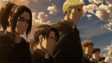 Ao T Attack On Titan GIF - AoT AttackOnTitan ErwinSmith - Discover & Share GIFs Hanji And Levi, Levi And Erwin, Connie Springer, I M, Titans Anime, Ciel Phantomhive, Attack On Titan Fanart, Attack On Titan Levi, Eren Jaeger