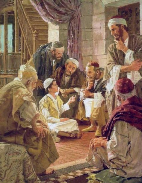 Philip De Vere presents 26 Jesus among the doctors in the Temple Harry Anderson Pacific Press Jesus Childhood, Harry Anderson, Lds Church History, Jesus Background, Jesus In The Temple, He Is Lord, Finding Jesus, Bible Illustrations, Christian Images