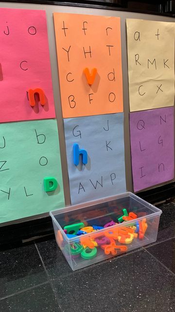 Magnet Alphabet Activities, Letters And Sounds Activities Preschool, Letter Magnet Activities, Teaching To Write Letters, Kindergarten August Crafts, Foam Letter Activities, Early Childhood Art Activities, Letter Games Kindergarten, Magnetic Alphabet Letters Activities