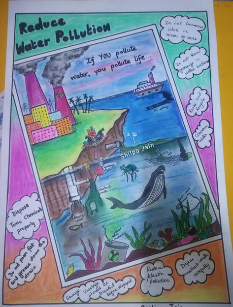 #pollution #waterpollution #pisterpollution Public Awareness Poster, Air Pollution Poster Creative, Water Pollution Poster Drawing, Land Pollution Poster, Types Of Pollution Poster, Water Pollution Poster Project, Water Pollution Art, Water Pollution Drawing, Poster On Pollution