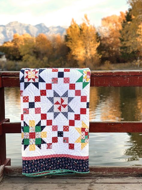 Free Sampler Quilt Tutorial from Riley Blake and Amy Smart | Diary of a Quilter - a quilt blog Diary Of A Quilter, Amy Smart, Quilt Care, Sampler Quilts, Quilt Tutorial, Sampler Quilt, Quilt Block Tutorial, Star Quilts, Scrappy Quilts