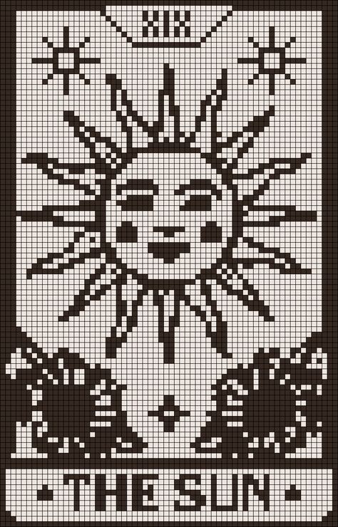 Alpha pattern #149614 variation #300955 | BraceletBook Alpha Pattern Tarot Card, Cross Knitting Pattern, Tarot Card Crochet Pattern, Witchy Pixel Art Pattern, Crochet Tapestries Pattern, Witchy Tapestry Crochet, Simple Grid Art, Tarot Card Crochet Tapestry Pattern, Tarot Card Tapestry Crochet