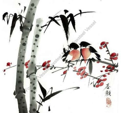 Check out this item in my Etsy shop https://www.etsy.com/hk-en/listing/997704415/love-birds-the-serenade-chinese-plum Sumi E Painting, Chinese Paintings, Ink Paintings, Plum Tree, Chinese Ink, Peach Blossoms, Sumi E, Custom Wall Art, Chinese Painting