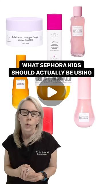 Brooke Jeffy, MD on Instagram: "Is your tween obsessed with Sephora? Here’s what they should actually be using:
✅ Start with a gentle cleanser. It’s fine to choose one with cute packaging, but make sure it’s kind to your skin. 
✅ Next, use a moisturizer. A simple one is great, but if you want a bit more, look for options with antioxidants or microbiome support. ❗️Just steer clear of acids, vitamin C, and retinol.❗️ ✅ Don’t forget SPF! It’s the most important step to prevent aging skin changes, yet often overlooked by Sephora tweens.
 If you want an extra product, consider a hypochlorous acid spray or an HA serum, but limit it to one. 
❗️Skip the toner or any unnecessary face mist." Kids Skin Care Products, Sephora Skin Care For Kids, Sephora Kids, Vitamin C And Retinol, Best Face Mist, Kids Skin Care, Hypochlorous Acid, Sephora Skin Care, Prevent Aging