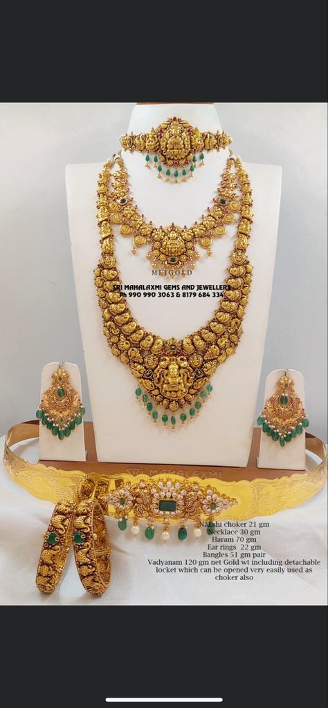 Antic Jewellery Designs Gold Necklace, Haram Sets Jewellery Designs, Gold Necklace And Haram Sets, Harams Gold Indian Jewellery Design, Necklace And Haram Set Gold, 2 In 1 Haram And Vaddanam, Vaddanam Designs Gold Indian, Gold Haram Designs Indian, Long Haram Gold Jewellery Designs