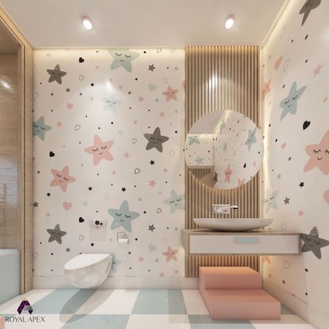 Kid’s Bathroom Ideas, Kids Bathroom Design Ideas, Kids Washroom Ideas, Kids Bathroom Ideas Girl, Baby Bathroom Ideas, Children Bathroom Design, Bathroom Kids Ideas, Kid Bathroom Ideas, Cute Kids Bathroom