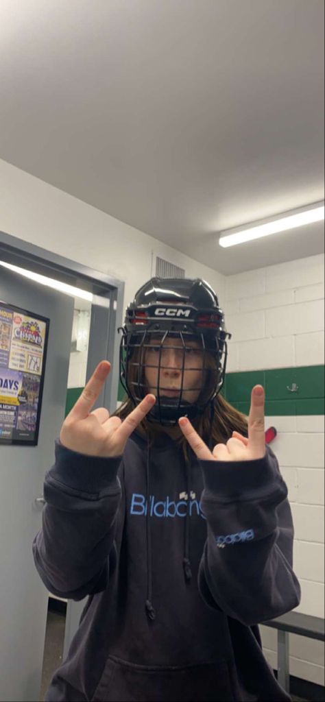 Hockey girl with helmet in locker room with hoodie on Hockey Women Aesthetic, Hockey Practice Outfit, Womens Hockey Aesthetic, Girls Hockey Aesthetic, Hockey Gf Aesthetic, Ringette Girl Aesthetic, Female Hockey Player Aesthetic, Women’s Hockey, Ice Hockey Aesthetic Girl