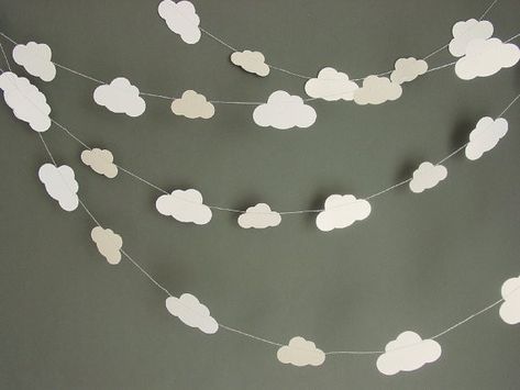 Cloud Garland, Baby Playroom, Birthday Bunting, Newspaper Crafts, Diy Garland, Glitter Wedding, Garland Wedding, Baby Nursery Decor, Garland Decor