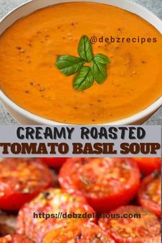 Easy Tomato Soup Recipe, Tomato Bisque Soup, Tomato Basil Soup Recipe, Fresh Tomato Soup, Roasted Tomato Basil Soup, Creamy Tomato Basil Soup, Soup Creamy, Tomato Soup Easy, Resep Smoothie