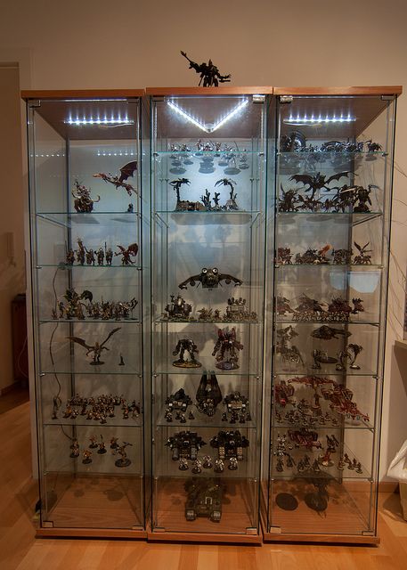 Home of 40K...and a bit Warhammer Fantasy | Flickr - Photo Sharing! Warhammer Room Ideas, Warhammer Hobby Room, Warhammer Display Cabinet, Warhammer 40k Storage Ideas, Warhammer Display Shelf, Warhammer Organization, Warhammer Storage, Warhammer Room, Warhammer Display