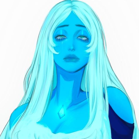 Steven Universe Icons, Steven Universe Steven, Diamond Steven Universe, Blue Diamond Steven Universe, Drawing Of A Woman, Steven Universe Pictures, Long White Hair, Diamond Icon, Blue Skin