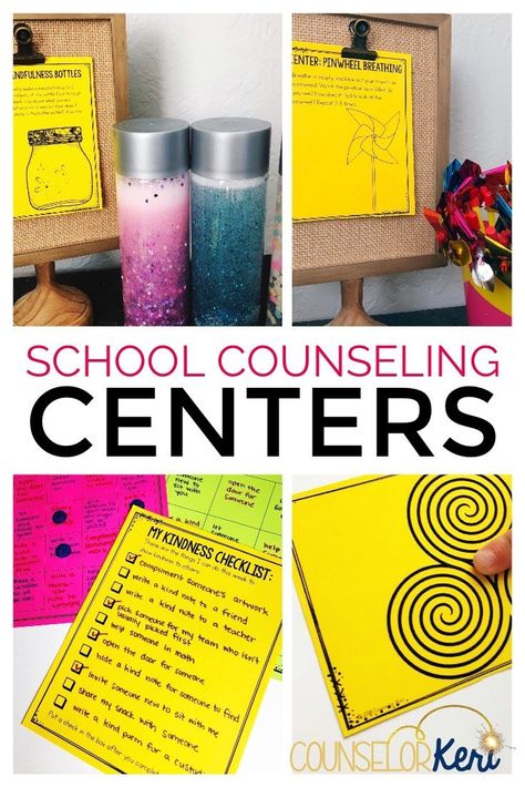 School Counseling Centers: Using Centers in School Counseling Program Managing Anger, School Counselor Ideas, School Counselor Resources, School Counseling Resources, School Counseling Office, School Counseling Activities, School Counselor Office, Guidance Counseling, Elementary School Counselor