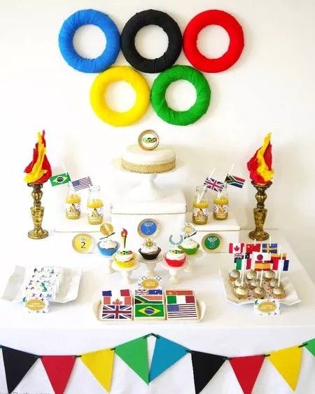 Diy Olympic Rings, Olympics Decorations, Olympic Theme Party, Olympics Party, Olympic Theme, Olympic Party, Olympic Rings, Popsugar Food, Olympic Torch