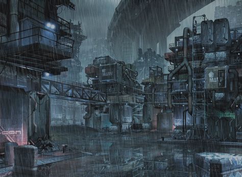 Added Rain Effect Cyberpunk Bridge, Cyberpunk Slums, Sla Industries, Art Stations, Noir City, Cyberpunk Inspiration, Futuristic Cities, Future Cities, Estilo Cyberpunk