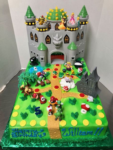 Sheet Cake Birthday, Super Cool Cakes, Mario Crafts, Mario Birthday Cake, Mario Bros Cake, 1st Bday Cake, Mario Y Luigi, Super Mario Bros Birthday Party, Super Mario Cake