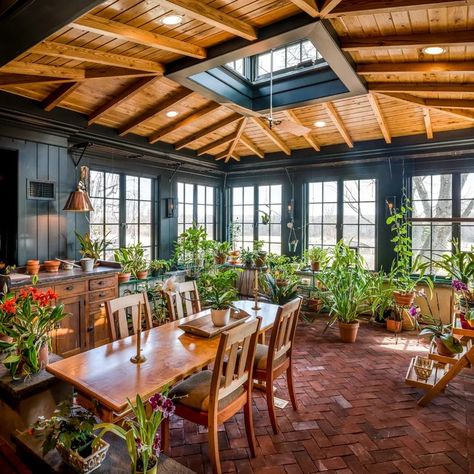 Attached Greenhouse - Photos & Ideas | Houzz Greenhouse With Fireplace, Greenhouse Addition To House, Attached Greenhouse Sunroom, Greenhouse Living Room, Greenhouse Sunroom, Greenhouse Attached To House, Greenhouse Addition, Attached Greenhouse, Sunroom Greenhouse