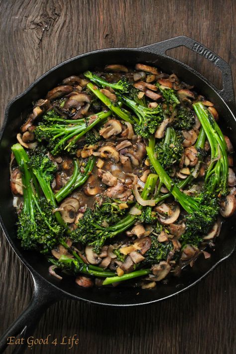 Broccolini and mushroom stir-fry Mushroom Ragout Recipe, Quinoa Stir Fry, Mushroom Stir Fry, Bean Sauce, Sliced Mushrooms, Stir Fry Recipes, Meatless Meals, Mushroom Recipes, Shallots