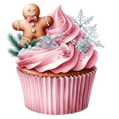 Pink Christmas Cupcakes, Food Business Card, Vintage Pink Christmas, Candy Birthday Cakes, Christmas Card Illustration, Pink Xmas, Cupcake Art, Birthday Clipart, Christmas Planner