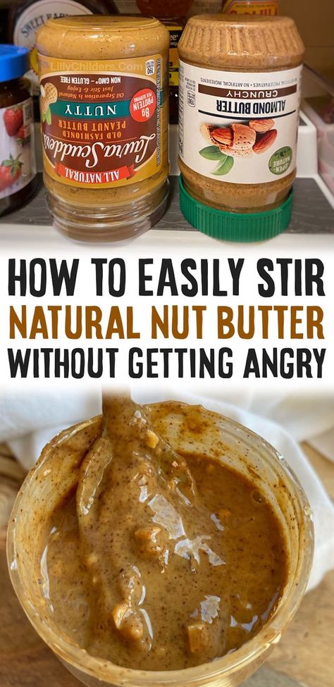 Natural peanut butter and almond butter is so much healthier for you, but a serious pain to stir... if you know what I mean? Not anymore! I've done some research and have discovered the best ways to make stirring these nut butters way easier. If you have the same struggle as me when it comes to mixing those stubborn jars of natural butter, here are the only two tricks you need to make the blending process easy and mess free! These simple hacks have saved me from lots of emotional breakdowns. Kitchen Knowledge, Med Diet, Amazing Food Hacks, Gluten Free Protein, Peanut Butter Jar, Extra Work, Natural Protein, Peanut Butter Lovers, Family Eating