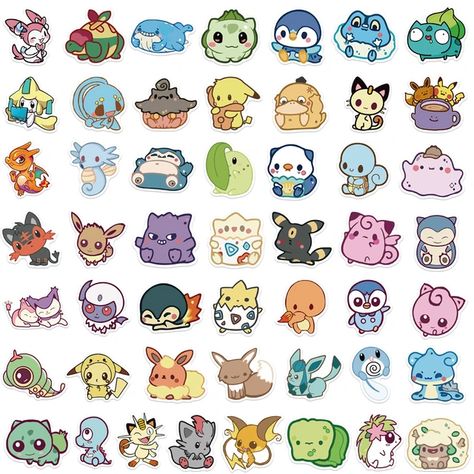 Cute Animal Kawaii, Chibi Pokemon, Kawaii Pokemon, Diy Suitcase, Pokemon Stickers, Stickers Kawaii, Pokemon Coloring, Kawaii Chibi, Pokemon Drawings