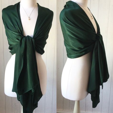 "A gorgeous Silk Dark Green Wrap/Shawl/Scarf 100% Silk material, with a slight sheen to the fabric Drapes beautifully, lots of material. Gentle Wash, Delicate Spin, Do not Tumbledry Dimensions:- Length - 68\"/173cms Width -  39\"/99cms - Extra Wide This Wrap/Scarf drapes beautifully, stunning over a Special dress, or, layered over Tops and Jackets for a classic Look, a perfect accessory for any Occasion. \"My Wraps and Scarves are always lovely to receive for Birthdays, Christmas, Mothersday - Y Navy Evening Gown, Star Shawl, Green Shawl, Evening Shawls, Dark Green Dress, Special Dress, Dress With Shawl, Green Wrap, Wrap Shawl