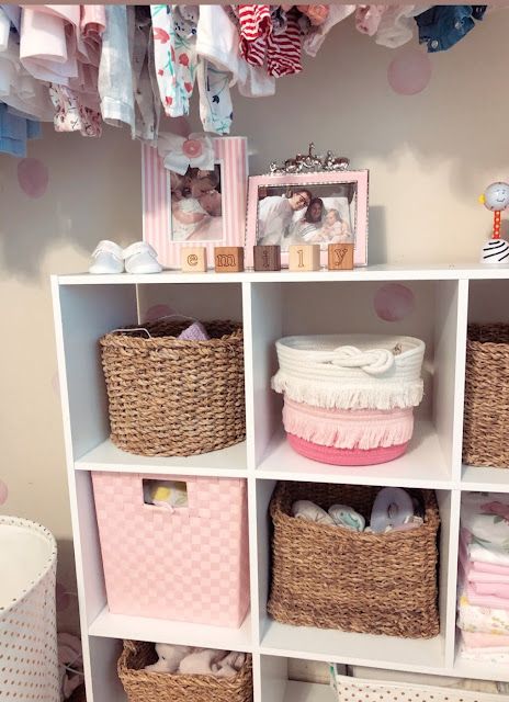 Cube Shelf Nursery Organization, Ikea Cubbies, Clothes Shelves, Baby Nursery Organization, Baby Dresser, Baby Room Organization, Cube Storage Bins, Nursery Closet