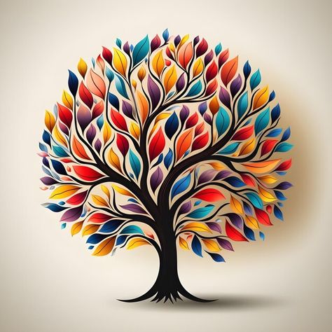 Photo beautiful tree of life digital art... | Premium Photo #Freepik #photo Quilling Trees, Embroidered Hats Ideas, Tree Of Life Artwork, Tree Of Life Painting, Scrapbook Background, Abstract Digital Art, Colorful Trees, Photo Beautiful, Nature Art Painting