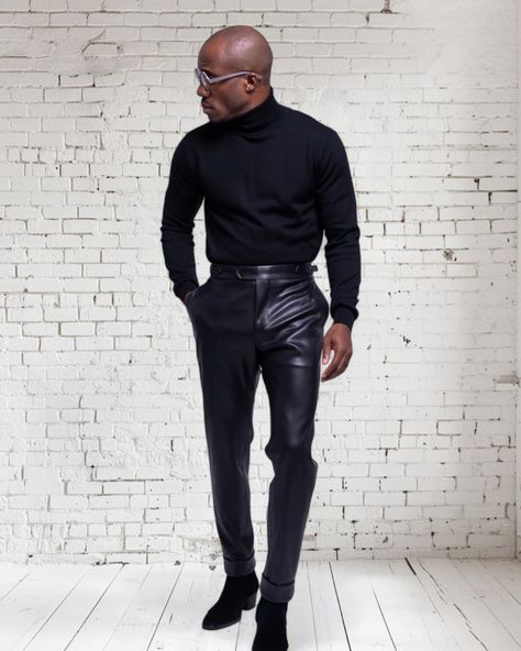 Feel the allure of sophistication with every wear of the Sleek Noir Leather Pants. These trousers blend comfort with urban style, ensuring you stand out with every move. Perfect for any occasion, they are a must-have for the modern man. Ready to redefine your wardrobe? Shop now. #RefinedGentleman #TimelessStyle #FashionForGents #ProfessionalLook #ClassicAndModern #ElegantEnsemble #SophisticatedStyle #MensWardrobe #FashionForwardMen #DapperlyDone #OotdMen #LeatherPants #shopblack Leather Pants Outfit, Pants Outfit Men, Dapper Gentleman, Mens Casual Dress Outfits, Leather Pant, Mens Casual Dress, Modern Gentleman, Men Fashion Casual Outfits, Urban Style