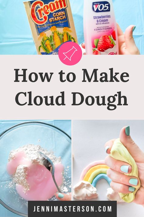 Cornstarch Slime, Cloud Dough Recipe, Toddler Activity Bags, Make Rock Candy, Moon Dough, Cloud Dough Recipes, Diy Playdough, How To Make Clouds, Sensory Dough