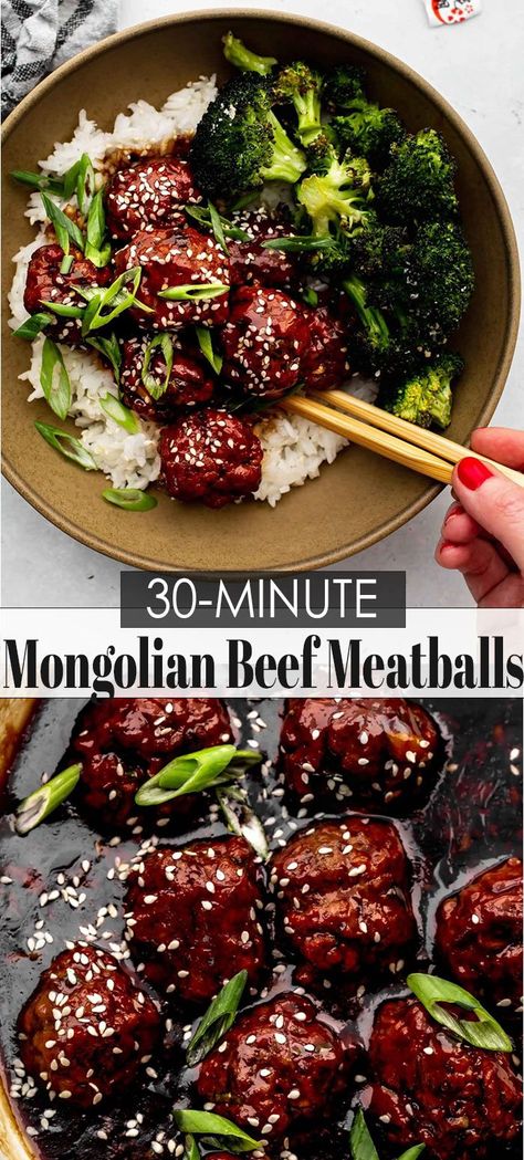 Mongolian Beef Meatballs, Meatballs And Broccoli, Mongolian Meatballs, Quick And Easy Dinner Ideas, Mongolian Beef, Beef Meatballs, Dinner With Ground Beef, Beef Recipes Easy, Beef Recipes For Dinner