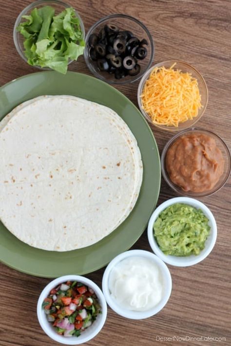 Seven Layer Burritos - Dessert Now, Dinner Later! Mini Recipes, Bean Burrito, Seven Layer Dip, Guacamole Salsa, Tortilla Shells, Flour Tortilla, Layer Dip, 7 Layer, How To Eat Better