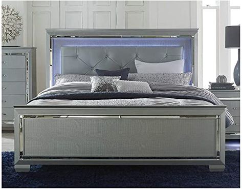 Led Bed, Eastern King Bed, Mirror Bed, Grey Mirror, Queen Panel Beds, Upholstered Panel Bed, Standard Bed, King Bedroom, Upholstered Panels