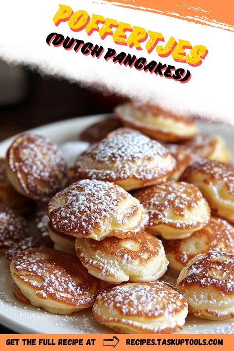 Discover the delightful taste of Poffertjes, traditional Dutch pancakes that are fluffy, light, and perfect for any occasion. These mini pancakes are a breeze to make and offer a comforting blend of buttery richness with a hint of sweetness. Ideal for breakfast, brunch, or a cozy afternoon snack, this authentic recipe brings a touch of Europe to your kitchen. Learn how to create these irresistible treats and impress your family and friends with their unique charm and delicious flavor. Follow our step-by-step guide to make your Poffertjes Recipe Dutch, Authentic Dutch Recipes, Dutch Dessert Recipes, Dutch Recipes Traditional, German Pancakes Easy, Unique Pancakes, Dutch Pancake Recipe, Dutch Snacks, Dutch Pancakes Recipe