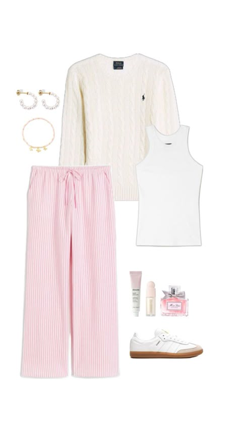 Pink spring outfit idea, pink scandi stripped linen pants, white adidas samba, tank top, ralph lauren sweater, miss dior, fashion inspiration, outfit inspo #ad #sponsored #affiliate Pants - https://amzn.to/3y0o93h Shoes - https://amzn.to/3wlWLfq Top - https://amzn.to/3whbKHK Sweater - https://amzn.to/4bejLMg Accessories - https://amzn.to/4dhMUYO https://amzn.to/3UDB4ki https://amzn.to/44khI70 https://amzn.to/44lsdHf Pink Linen Trousers Outfit, Stripped Trousers Outfit Women, Pink Striped Pants Outfit, Pink Linen Pants Outfit, Pink Top White Pants, Pin Stripe Pants Outfit, Pink Linen Trousers, White Adidas Samba, Linen Trousers Outfit