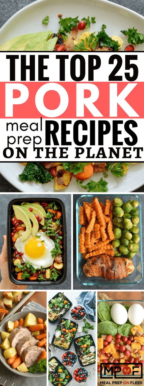 We love pork not only because it is another protein option for our meal preps, but because it comes in so many forms. Think: pork tenderloin, pork chops, bacon, sausage, ham.....the list goes on! The Top 25 Pork Meal Prep Recipes On The Planet from Meal Prep on Fleek #mealprep #pork #mealplanning #porkrecipes #lowcarb Pork Meal Prep Recipes, Meal Prep With Pork, Meal Prep Pork Tenderloin, Meal Prep With Pork Chops, Pork Chop Meal Prep Healthy, Pork Loin Meal Prep, Pork Meal Prep Ideas, Pork Tenderloin Meal Prep, Pork Chop Meal Prep