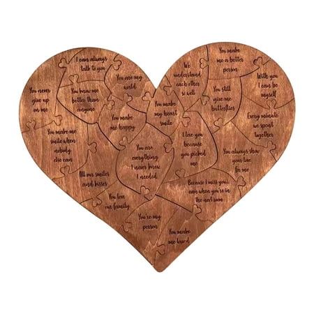 Valentine's Day Gifts Anniversary Gifts Wooden Love Puzzle 32 Reasons Why I Love You Puzzle Gifts Features: Wooden Sentimental Gift Art puzzles are a and inexpensive way to enjoy beautiful works of art first hand! Used to Improve SkillsHand-eye coordination, motor skills, problem solving and more. Intelligence DevelopmentWooden puzzles can promote your hand-eye coordination, improve logical thinking skills, exercise concentration and patience. [Material] The heart-shaped puzzle is made of wood with edges, sturdy and durable, can be placed for a long time without fading. [Intellectual Development] Wooden puzzles can promote your hand-eye coordination, improve logical thinking ability, exercise attention and patience. [ Toys] Completing this heart shaped puzzle with your family or can not in Love Puzzle, Emotional Gifts, Puzzle Gifts, Christmas Jigsaw Puzzles, Reasons Why I Love You, Intellectual Development, Christmas Puzzle, Romantic Gifts For Her, Why I Love You