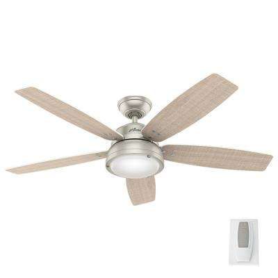 Channelside 52 in. LED Indoor/Outdoor Matte Nickel Ceiling Fan Ceiling Fans With Light The Home Depot, Coastal Ceiling Fan Living Room, Townhouse Upgrades, Bedroom Fans, Bedroom Lighting Ceiling, Downstairs Ideas, Kitchen Fans, Fan Bedroom, Ceiling Fan Direction