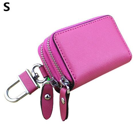 Women Genuine Leather Key Holder Double Layer Key Purse Key Purse, Leather Key Holder, Key Chain Holder, Car Key Case, Car Key Fob, Ring Der O, Key Bag, Smart Key, Cross Patterns