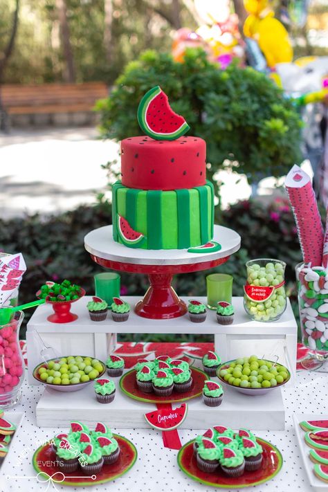 You're one in a melon Watermelon Cake Ideas, Watermelon Cake Recipe, Colourful Cake Decoration, Watermelon Cake Birthday, Fruit Cake Design, Melon Cake, King Cake Recipe, Watermelon Birthday Parties, Cake Design Inspiration