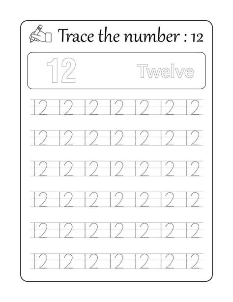 Trace the number 12. Number Tracing for kids Tracing For Kids, 12 Number, Monkey Crafts, Number Tracing, Number 12, Vector Art, Vector Free, For Kids, Clip Art