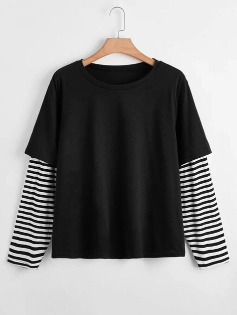 Long Sleeved Striped Shirt, Shein Blouses Long Sleeve, Casual Night Out Outfit Fall, Legging Tshirt Outfit, Cute Tomboy Style, Over 60 Fashion Plus Size, Bar Outfit Night Fall, Plus Size Tomboy Fashion, Slip Dress Outfit Fall